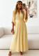Women V-neck Ruched Puff Sleeve Mid-length Chic Dress