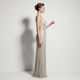 Women Sexy Deep V Low Back Sequin Mermaid Formal Party Evening Dress