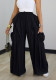Women Casual Patchwork Lace Cargo Pocket Wide Leg Pants