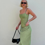 Women Lace Slim Waist Strap Dress