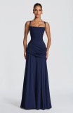 Women Elegant Slit V-neck Slim Waist Bodycon Formal Party Dress