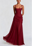 Women Elegant Slit V-neck Slim Waist Bodycon Formal Party Dress