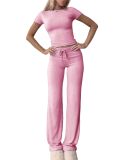 Women Casual Short Sleeve Pants Yoga Loungewear Set