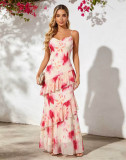 Women Summer Floral Ruffled Strap Dress