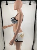 Women Summer Sexy Multi-Color Printed Lace-Up Two Pieces Swimwear