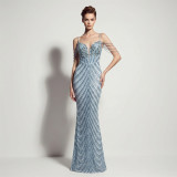Women Sexy Sequin Tassel Mermaid Formal Party Evening Dress