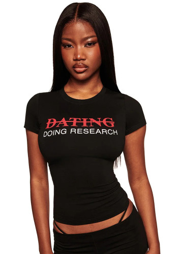 Women Street Printed Cropped Short Sleeve T-shirt