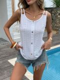 Women Casual Solid Color Button Camisole Vest