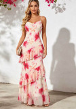 Women Summer Floral Ruffled Strap Dress