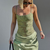 Women Lace Slim Waist Strap Dress