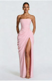 Women Low Back Irregular Fishbone Style Formal Party Long Dress