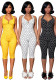 Women Elastic Polka Dot Printed Halter Neck Deep V Slim Fitting Pants Set