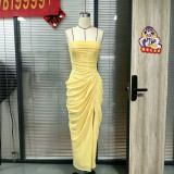 Women Low Back Irregular Fishbone Style Formal Party Long Dress