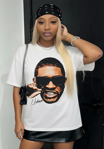Women Summer Letter Print Loose Short Sleeve T-shirt