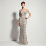 Women Sexy Sequin Tassel Mermaid Formal Party Evening Dress