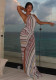Women Summer Halter Neck Low Back Slit Long Dress