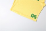 Women Summer Letter Printed Sleeveless Top Low Waist Sports Shorts Set