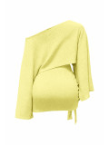 Women Elegant Slash Shoulder Top Lace-Up Bodycon Mini Skirt Set