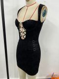 Women Street Hollow Out Ring Patchwork Bodycon Dress