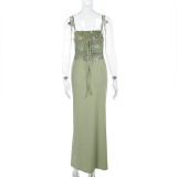Women Lace Slim Waist Strap Dress