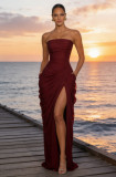 Women Low Back Irregular Fishbone Style Formal Party Long Dress