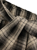Women High Waist Plaid Irregular Patchwork Midi Skirt