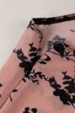 Women Elastic Printed See-Through Short Sleeve Jumpsuit