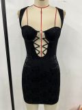 Women Street Hollow Out Ring Patchwork Bodycon Dress