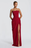 Women Low Back Irregular Fishbone Style Formal Party Long Dress