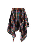 Women High Waist Plaid Irregular Patchwork Midi Skirt
