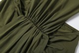Women Spring Solid Color Halter Neck Tie Low Back Bodycon Dress