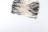 Women Summer Tiger Print Hollow Out Low Back Long Dress