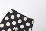 Women Spring Irregular Polka Dot Tight Fitting Casual Seven-point Pants