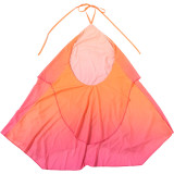 Women Summer Gradient Halter Neck Low Back Strapless Bodycon Dress