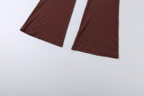 Women Spring Crop Halter Neck Top Flared Pants Set