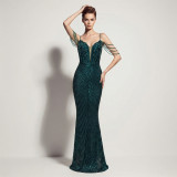 Women Sexy Sequin Tassel Mermaid Formal Party Evening Dress
