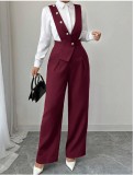 Women Spring/Summer Solid Sleeveless Suspender Jumpsuit