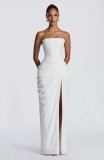 Women Low Back Irregular Fishbone Style Formal Party Long Dress