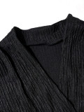 Women V-neck Sleeveless Slim Waist Vest Ruched Wide Leg Pants Career Set
