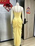 Women Low Back Irregular Fishbone Style Formal Party Long Dress