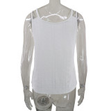 Women Casual Solid Color Button Camisole Vest