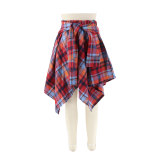 Women Summer Plaid Irregular Midi Skirt