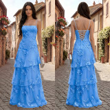 Women Sexy Mesh Floral Evening Dress