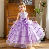 Kids Summer Mesh Tulle Embroidered Flower Girl Dress