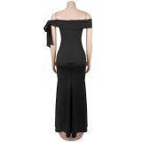 Women Summer Elegant Off Shoulder Mermaid Evening Dress