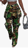 Women Summer Casual Patchwork Multi-pocket Camouflage Long Pants