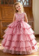 Kids Summer Mesh Tulle Embroidered Flower Girl Dress
