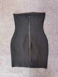 Women Summer Strapless Rhinestone Star Embroidery Low Back Bandage Mini Party Dress