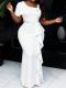 One-Shoulder Beaded Party Dress Chic Formal Bodycon Maxi Gown