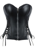 Women Summer Strapless Pu Leather Slim Waist Punk Shaping Corset Top